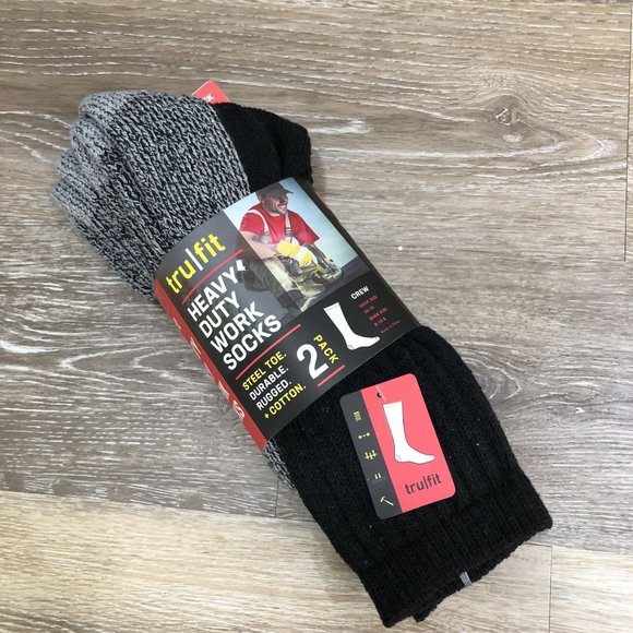 TRU FIT Underwear & Socks New Tru Fit Tall Crew Black Heavy Duty Work Socks 2 Pack Mens Size